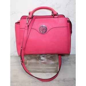 Guess Juneau Pink and Cream Hand, Shoulder, Crossbody Bag Purse NWT